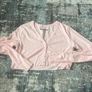 Katie J NYC Soft Pink Button-Down Crop Top